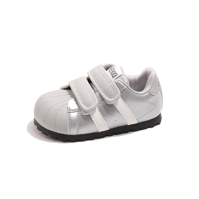 Versatile casual single shoes shallow mouth women's Q version bubble shell cartoon board shoes Velcro inner height increase new trendy shoes