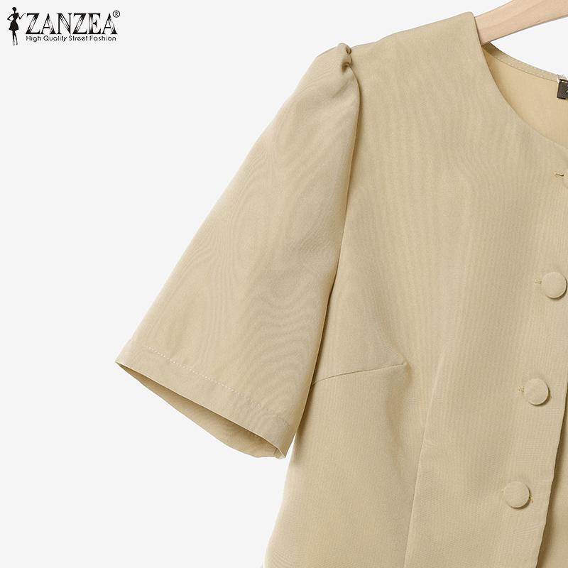 ZANZEA Women Short Sleeve Tops and Skirts Summer Two Piece Suit Sets