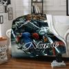 Motorcycle Rider Leather Jacket Sunglasses Group Four Seasons Blanket Customized With Your Name Lightweight And Warm Perfect Gift For Home Office