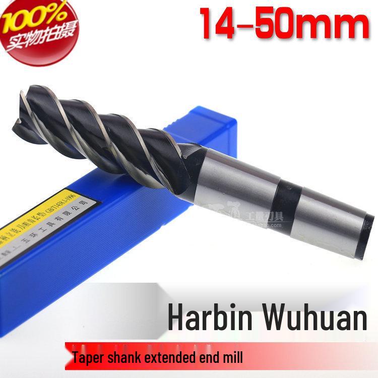Harbin Taper Shank Extended End Mill 14-50mm Black, Fully Ground Spiral