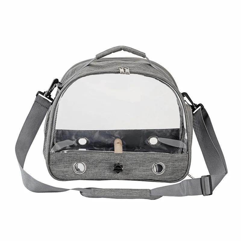 

Bird Travel Carrier Backpack-Portable Foldable Parrot Bag with Perch Cage Side Window Design Small Pet Travel Supplies for Birds серый