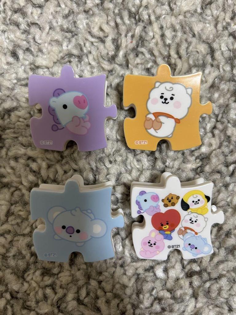 [USED] BT21 candy tin, puzzle clip, keychain, eraser, towel, Tata drawstring bag