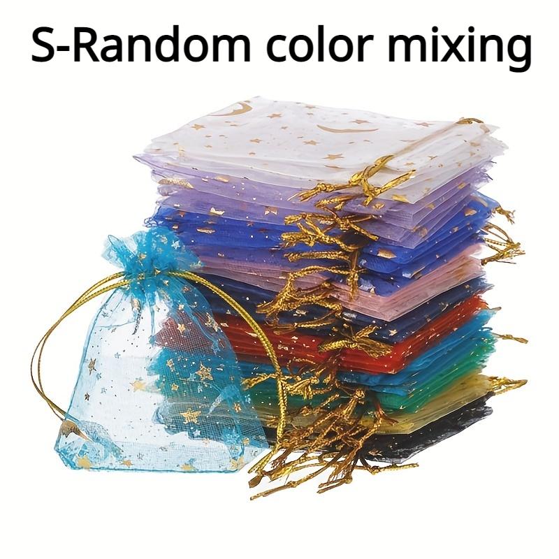 

100 шт. Звезда Луна Подарочный пакет сверкающий органза печать конфеты ювелирные изделия Подарочная упаковка свадьба Рождество вечеринка красочный мешок затягивающийся 50PCS