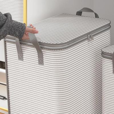 Large Capacity Clothes Storage Bins Double Zips Non-Woven Fabric Quilt Storage Bag Dust-proof With Handle Blanket Sorting Box