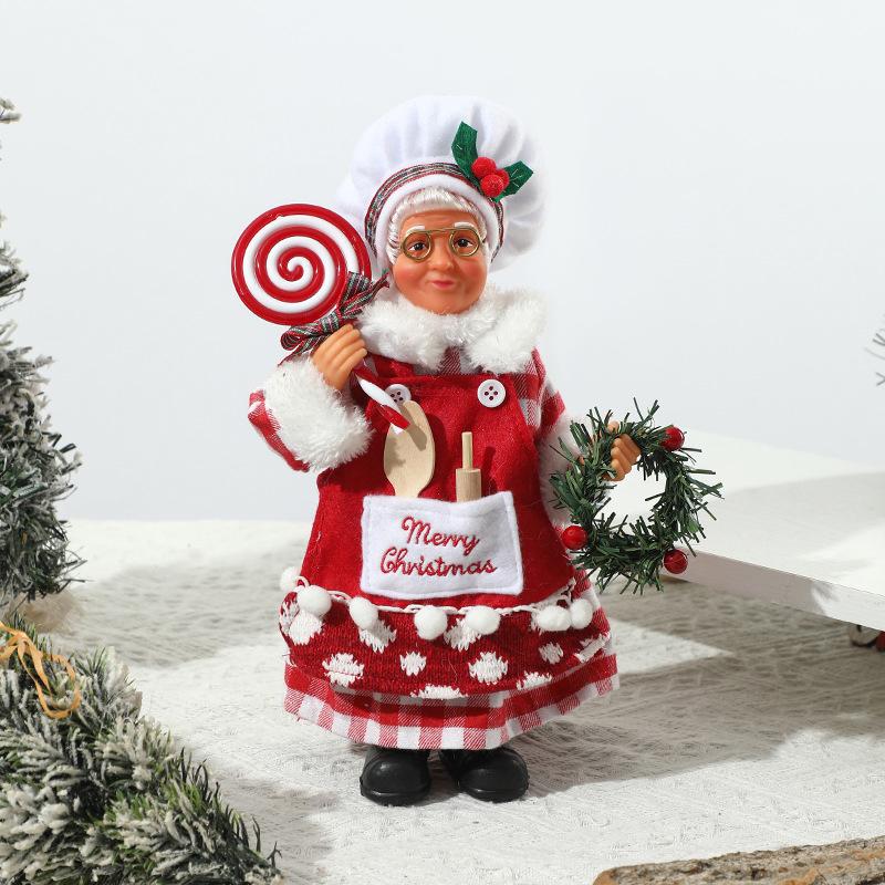 Christmas Dining Table Decorations Exquisite Mrs. Claus Design Christmas Sculptures Christmas Doll Christmas Atmosphere 32x17x9cm