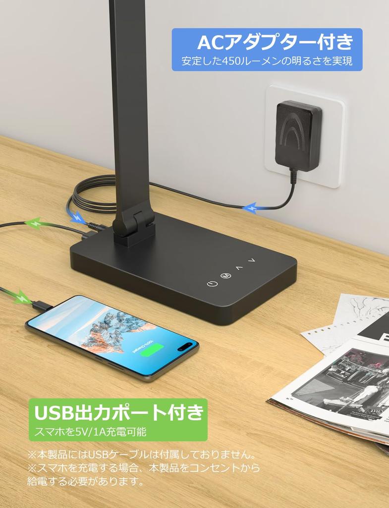 Lepro Desk Light Desk Lamp with AC USB Ultra High Balances Lighting and Device Charging Daylight Sensor Levels of Energy Stylish Table Study Table