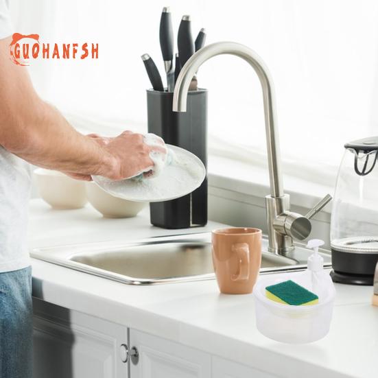 1000ML Convenient Soap Dispenser with Sponge Holder, No Waste, Prevents Dripping, Large Capacity, Home Supplies