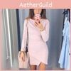 Elegant Women Slim Long Sleeve Mini Dress Bodycon Cocktail Dress Evening Party