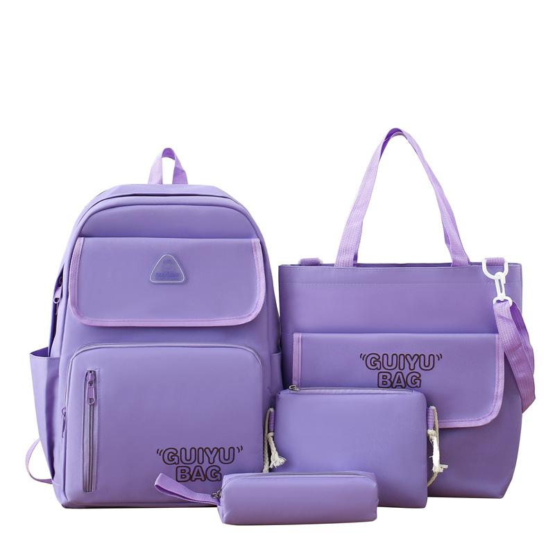 

Рюкзак для ученика начальной школы, Рюкзак-мешок, Набор из четырех предметов, Корейская версия, Рюкзак для девочки-инстаграммерши, Рюкзак большой вместимости