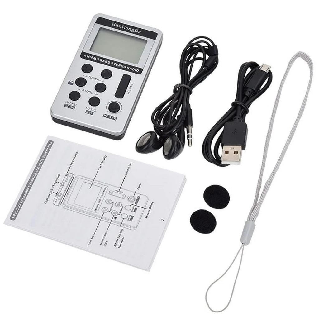 Mini Portable Stereo Radio,rechargeable,dsp Am Fm 2 Band Digital Receiver With Earphone