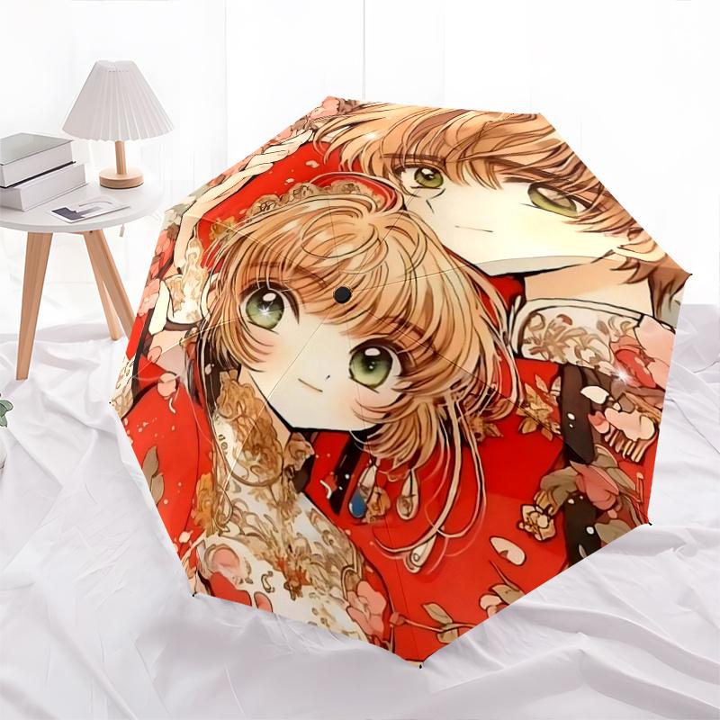 1pc Cherry Blossom Print Umbrella Automatic Opening & Closing, Foldable Design, Outdoor Use, Festival Gift for Fans, Travel, Daily Use.C008