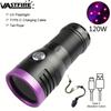120W 6x365nm UV Powerful Ultraviolet Flashlight USB Rechargeable Blacklight Torch Curing Money Ore Scorpion Fluorescent Detector