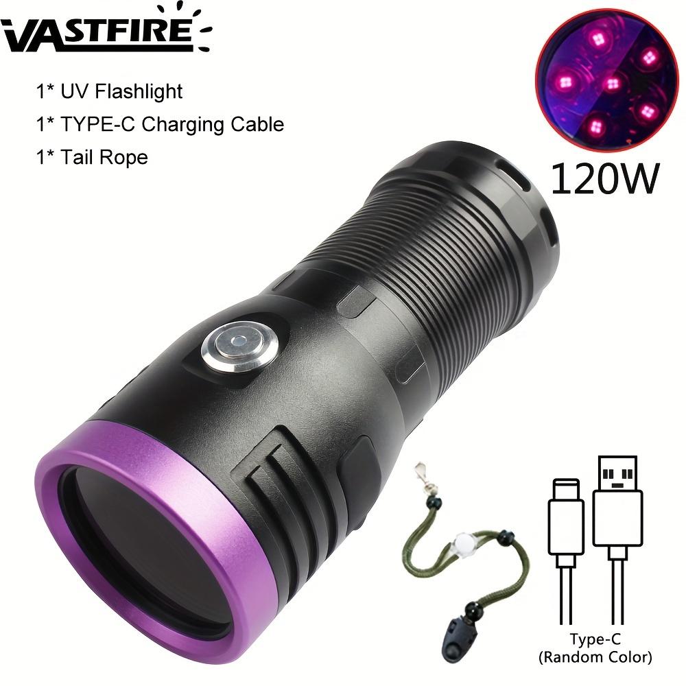 120W 6x365nm UV Powerful Ultraviolet Flashlight USB Rechargeable Blacklight Torch Curing Money Ore Scorpion Fluorescent Detector