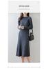 Women's Mid-Length Wool Knit Dress with High Collar - Elegant Cashmere Base Layer for Autumn/Winter