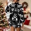 Women's 3D Geometric Tribal Print Mock Neck Long Sleeve Dress, Raglan Sleeve Fake Two Piece Mini Dress