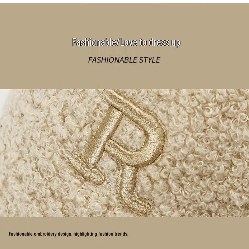 ZHENYUEQI Women's Teddy Fleece Rhinestone R-Letter Baseball Cap