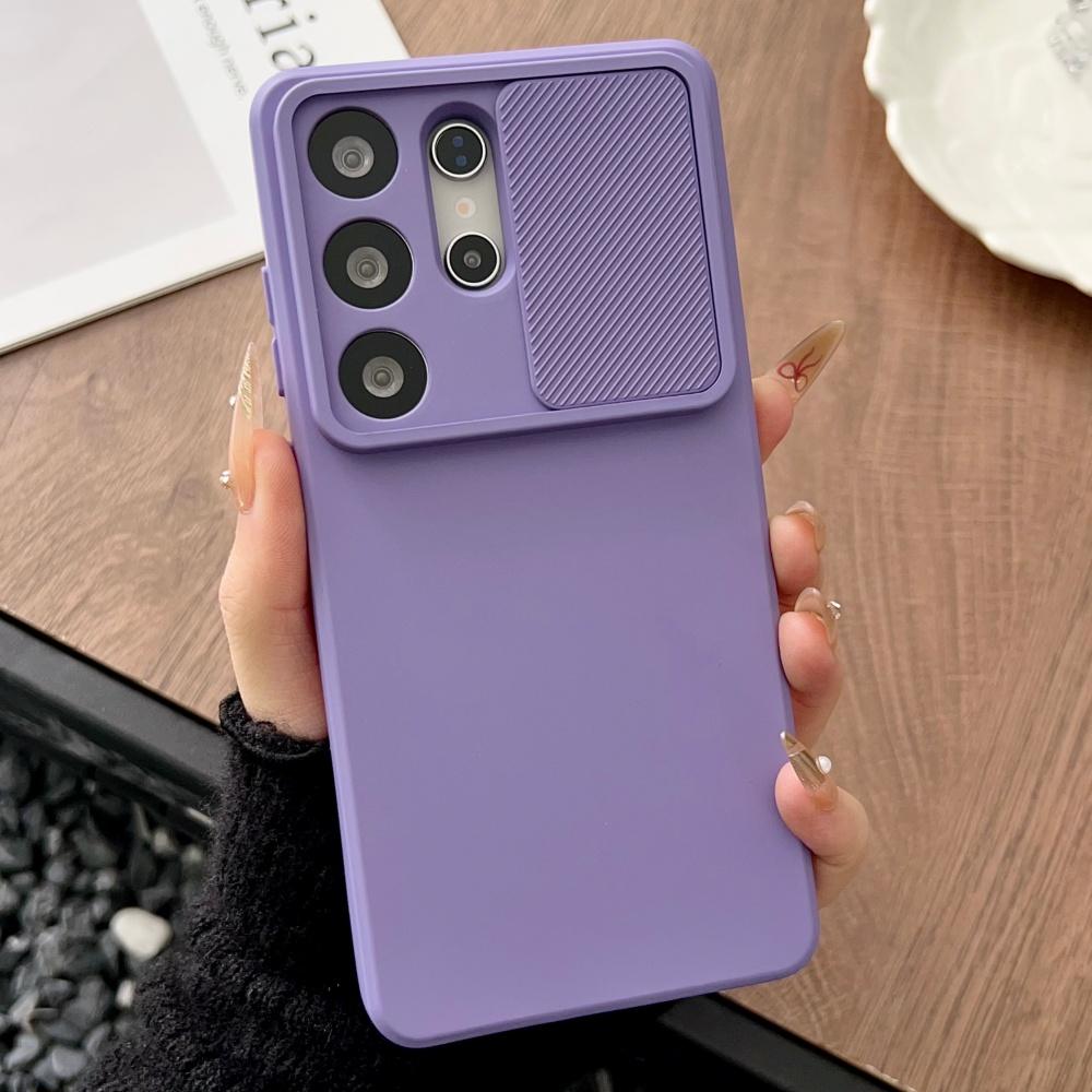 Soft Liquid Silicone Slide Camera Protection Case For Samsung S26 Ultra S25 S24 Plus S23 S22 S21 S20 FE Anti-Slip Bumper Cover