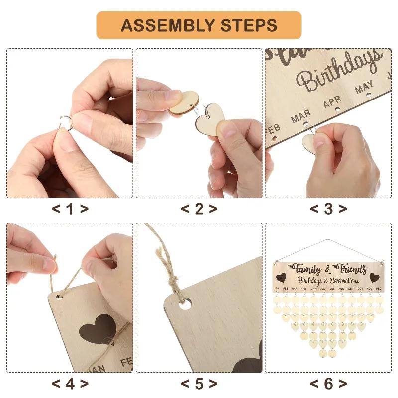 Eid DIY Decor Wooden Calendar Pendant Family Wedding Birthday Special Days Countdown Reminder Board For Christmas Gifts
