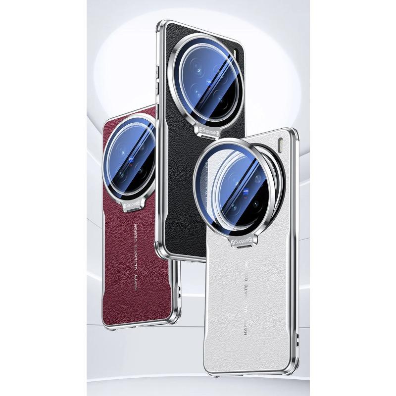 Capa de suporte invisível para lente de vidro para VIVO X200 Pro Mini X200Pro X 200 Quatro cantos Anti-queda Capa de telefone de couro liso Bumper