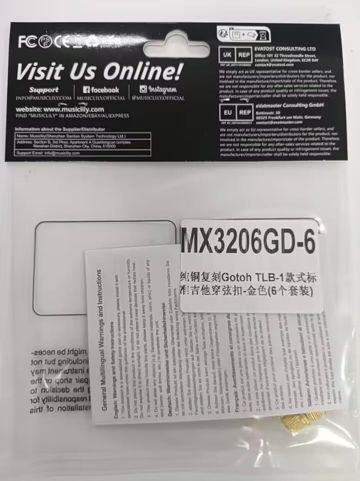Musiclily Ultra 8.3mm Brass G-TLB-1 Guitar String Bushings for TL Telecaster Electric Guitars, Gold (Set of 6)