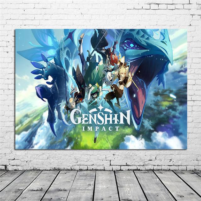 

Genshin Impact Плакат Гра Анімація Картина на полотні Спальня Гуртожиток Ігрова кімната Домашній декор для стін Підтримка Налаштування зображення 60X80cm Unframed
