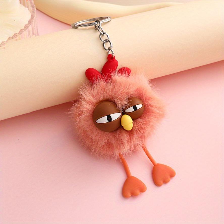 Cute Chick Pom Keychain Cartoon Lovely Pendant Car/ Bag Decor Valentine's Gift for Girlfriend Easter Present