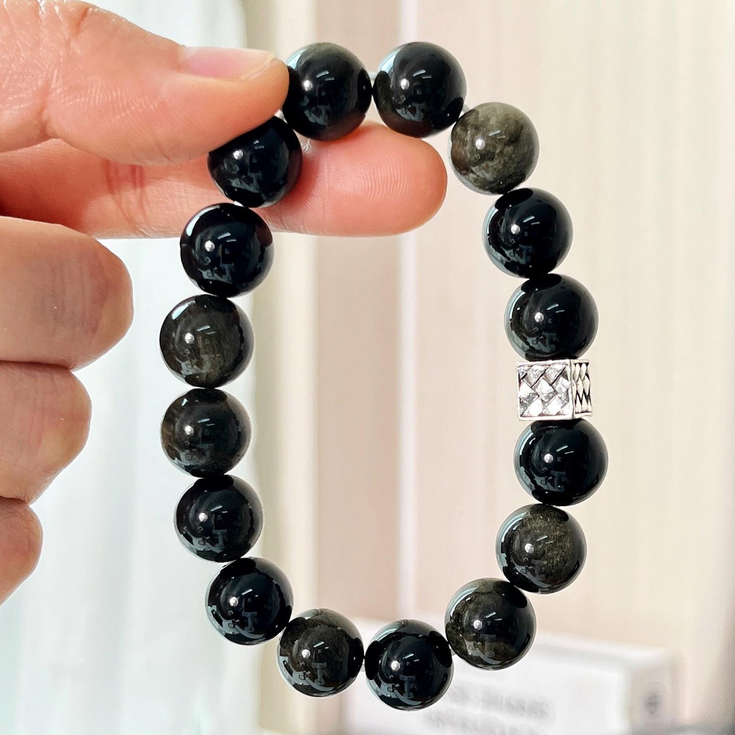 10Mm Basic Natural Obsidian Bracelet