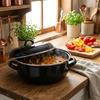 ENAMELLED POT 4.5L STEEL BLACK 28cm FOR GAS AND ELECTRIC COOKERS