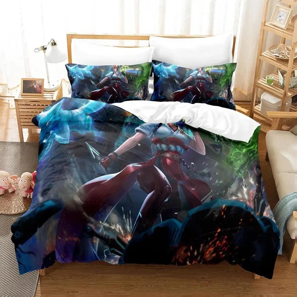 3D Print Kiriko Heads Overwatch 2 Bedding Set Duvet Cover Bed Set Quilt Cover Pillowcase Comforter king Queen Size Boys Adult