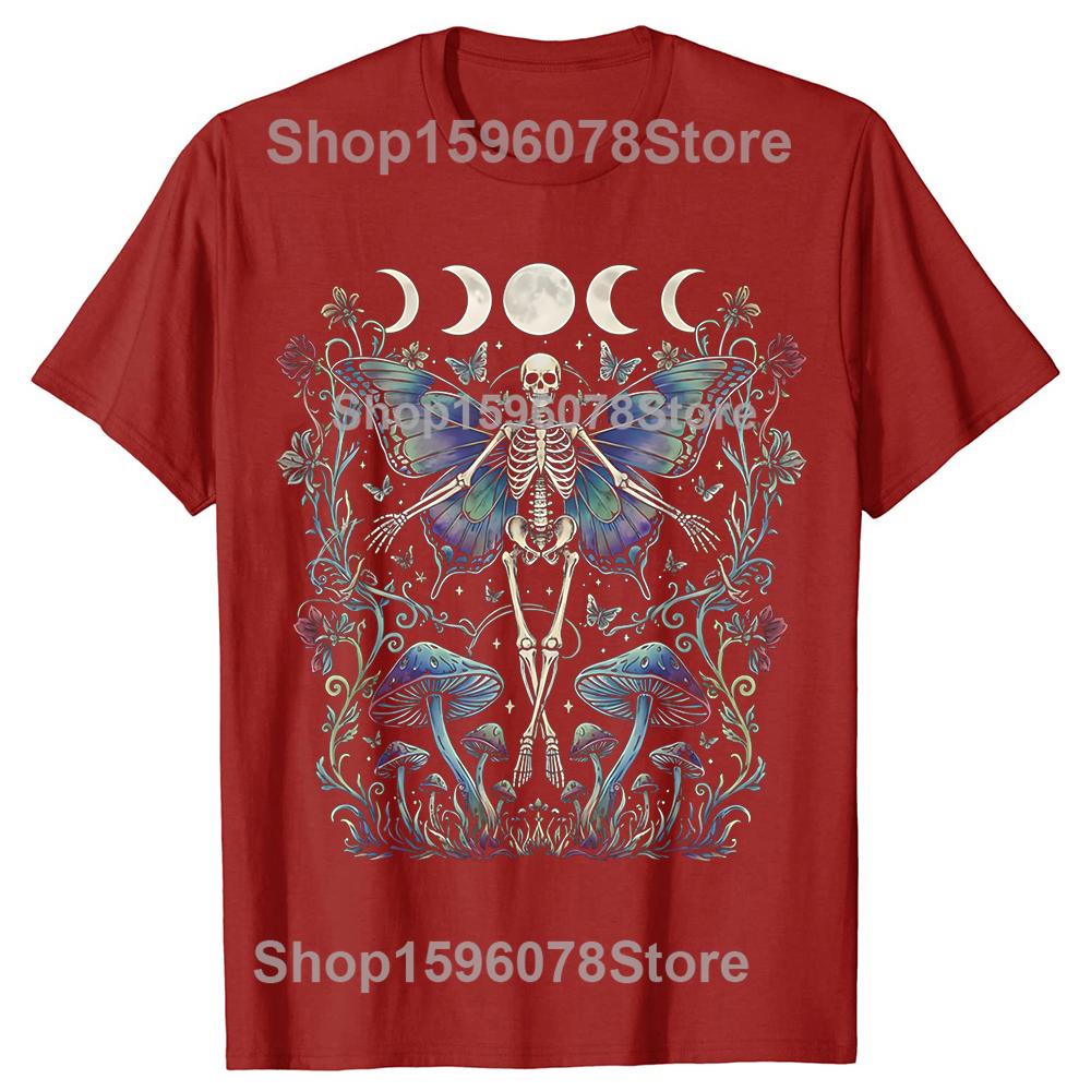 

Funny Skeleton Mushroom Moon Moth TShirt Summer Men Clothing Fashion T Shirts Cotton Short Sleeve Oversized Loose Tshirt Tops S