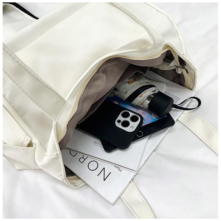 Lazy wind solid color canvas bag small fresh student bag commuter large capacity portable shoulder tote bag women