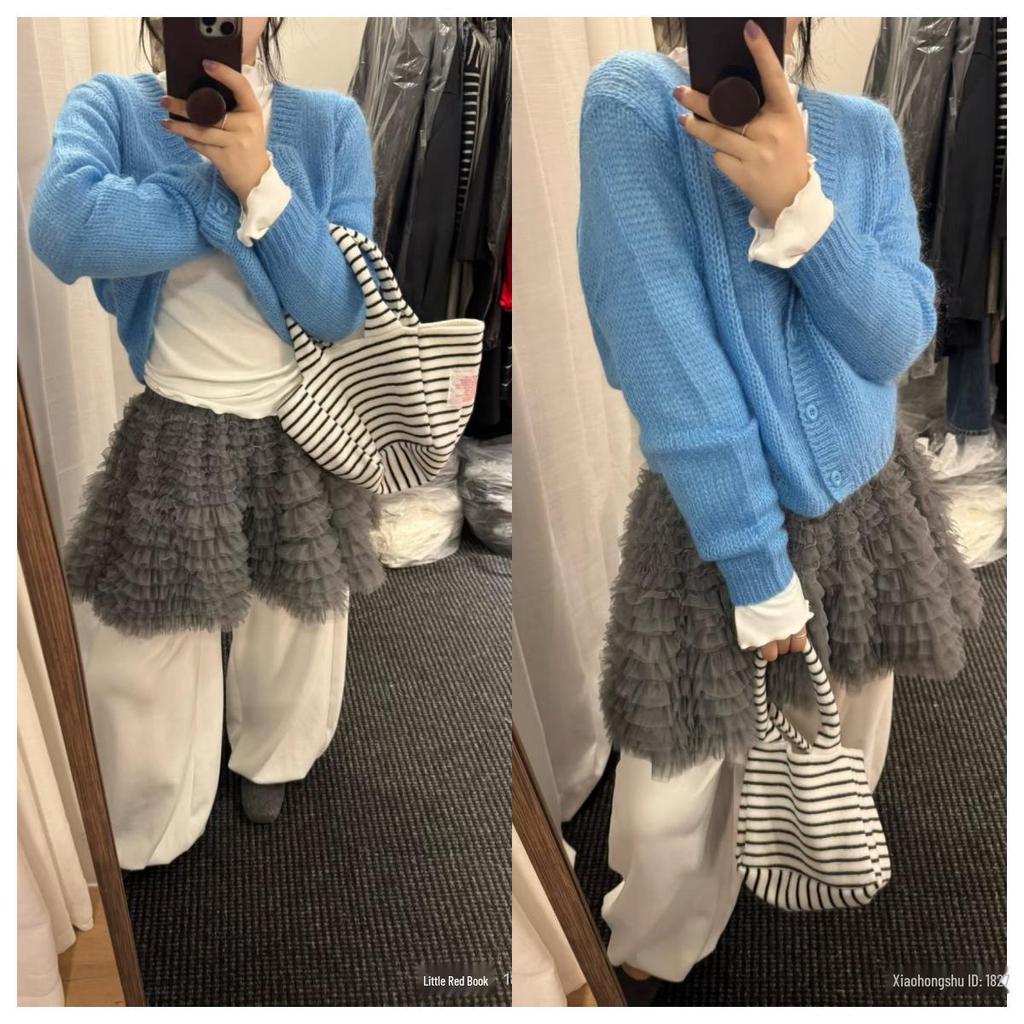 Korean Princess Rich Girl Style High Waist A-line Fluffy Mesh Skirt - Multi-layer Short Cake Skirt for Women