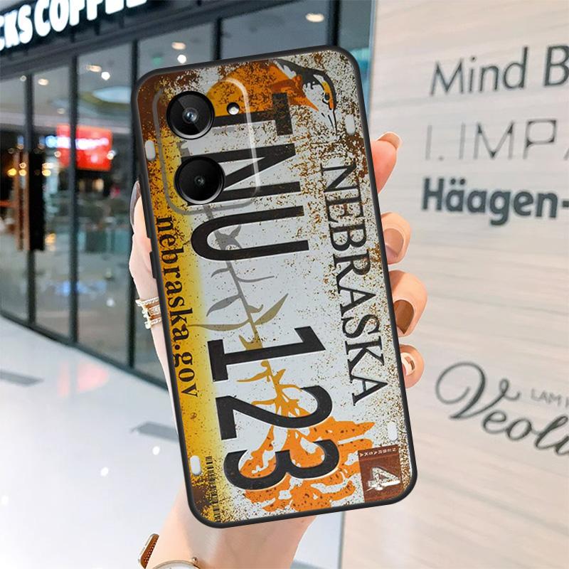 Retro Funny License Plate Case For Realme 15 Pro 12 11 13 14 Pro Plus GT6 GT7 C55 C51 C53 C25 C63 C61 C65 C67 C71 C75