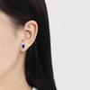 Zodiac Stone Gemstone Stud Earrings: Exaggerated Royal Blue Sapphire Sunflower Design In European and American Style.