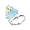 Adjustable Aquamarine Butterfly Ring with Big Gemstones Natural Stone Finger Jewelry Accessory for Elegant Women