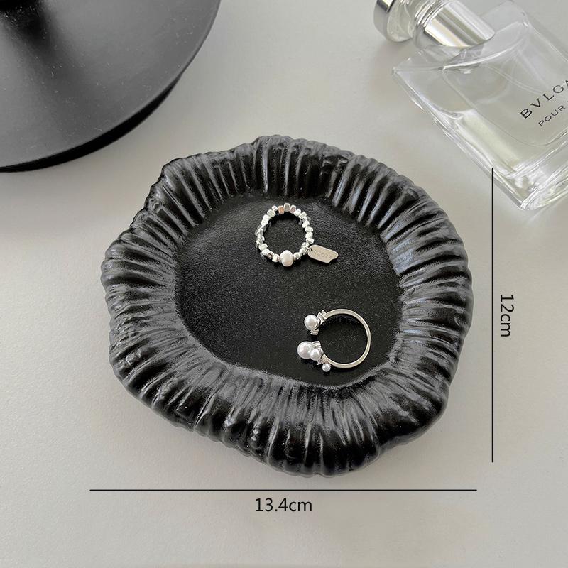 Irregular Circular Frosted Ceramic Jewelry Storage Tray Decoration Bedroom Dressing Table Rings Earrings Bracelets Display Tray