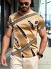 Men's T Shirt Breathable 3D Digital Print Striped T-Shirt - Short Sleeve Round Neck Summer Casual Comfortable Stretch Fit