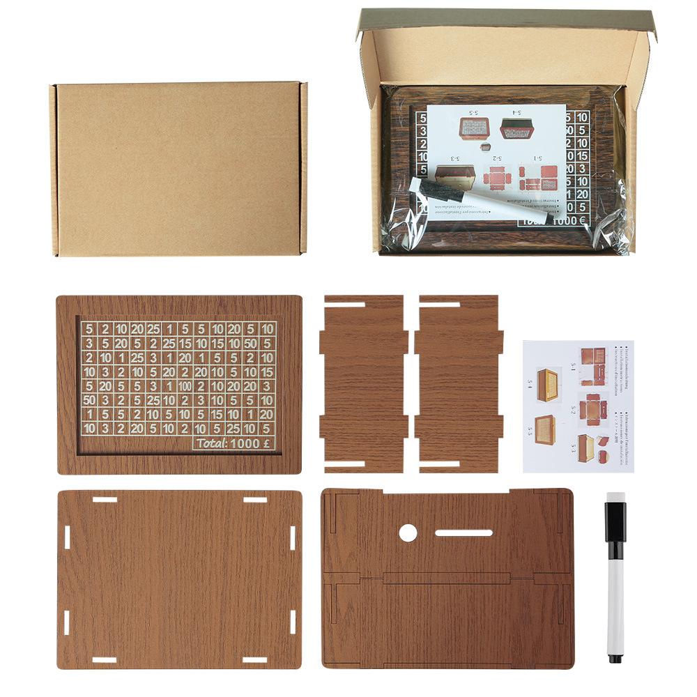 Spardose aus Holz Geldaufbewahrungsbank mit Sparzielzähler Wiederverwendbare handgefertigte Spardose Münzfach Aufbewahrungskoffer