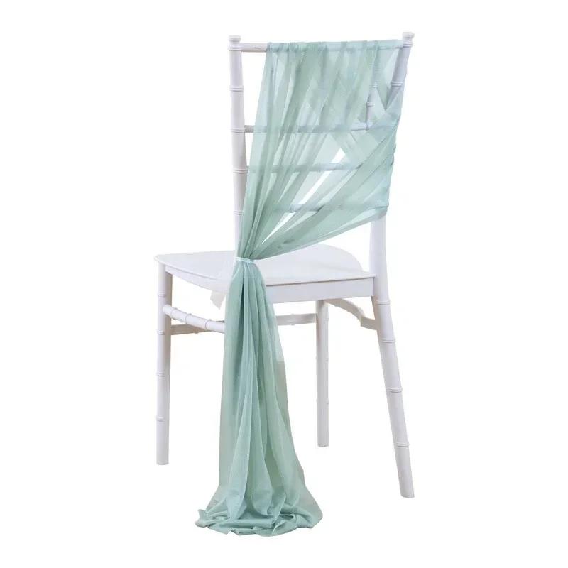10/50 ks 17x250cm Šifonové mašle na židle Svatba Židle Baby Shower Potahy Stuha Svatba Párty Banket Akce Ulička Židle Dekorace