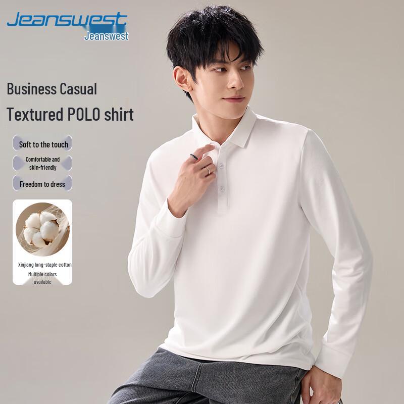Jeanswest Men's Long-Sleeve Casual Polo Shirt