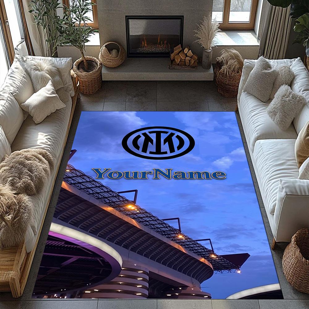 Inter Milan Personalized Name Carpet Perfect for Study room Game Room Dormitory Balcony Antislip Carpet Anime Office Decor
