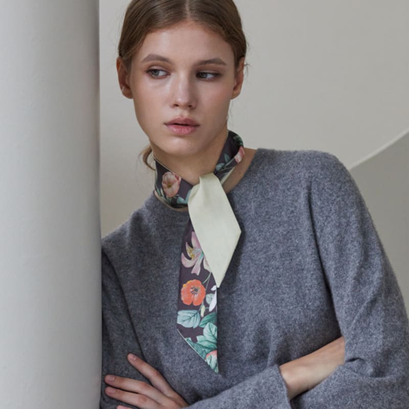 ANA MAISON Garden deco Twilly Silk Scarf [PMT-1414]