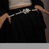 Elegant Metallic Rose Flower Elastic Waist Belt For Sweaters And Dresses
