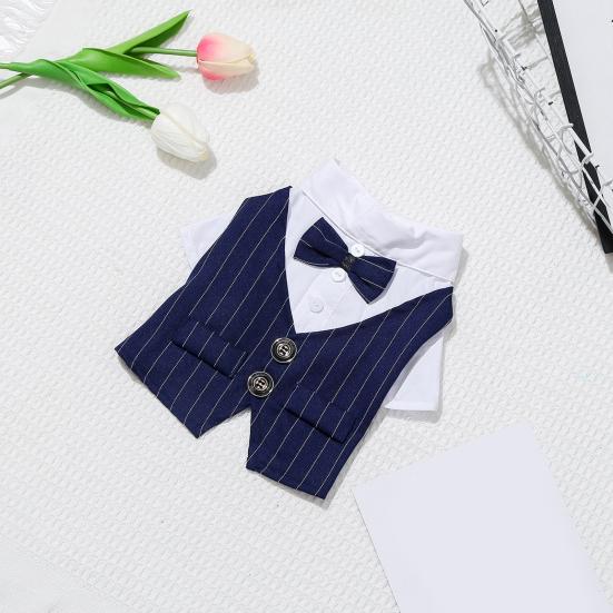 Pet Shirt Bow Tie Lapel Collar Formal Style Dog Shirt Pet Tuxedo Clothes for Home Wear