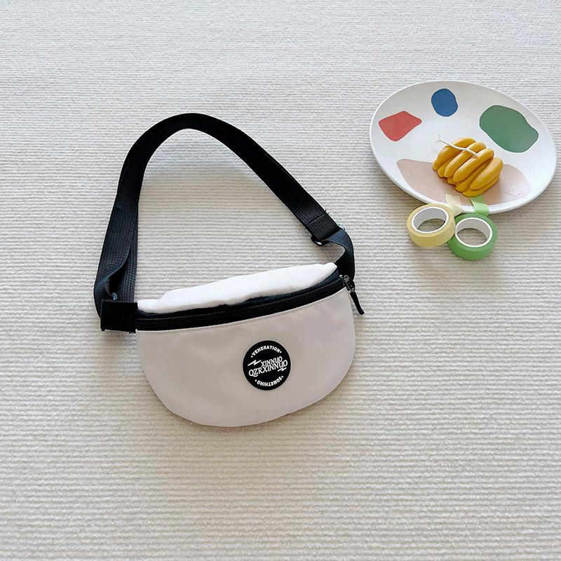 Children Nylon Stylish Waist Pack Simple Solid Color Letter Design For Boys And Girls