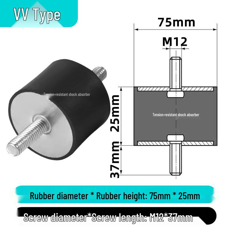 VV Type Rubber Shock Absorber with Dual External Threaded Rods - Industrial Vibration Dampening Silent Buffer Pad NHE01