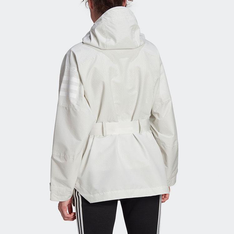 Adidas Solid Color Outdoor Hooded Jacket Women Jackets Off-White H48573