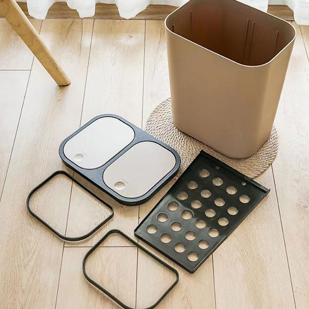 Rectangle Plastic Push-button Trash Can Convenient And Lightweight Innovative Versatile Waste Bins Coffee 29X21X33CM