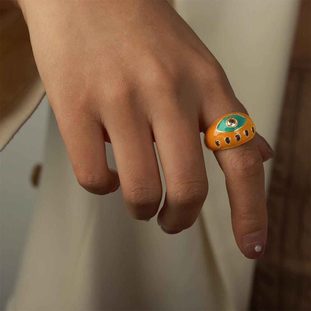 Men's Adjustable Retro Demon Eye Enamel Ring
