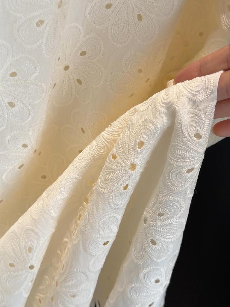 High-Waisted Embroidery Tassel Lace Midi Skirt for Women, Spring/Summer 2026: Slimming, Elegant, Hip-Hugging, Straight-Leg Design